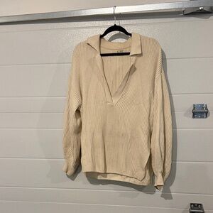 Rowie the Label Cream V-Neck Sweater
